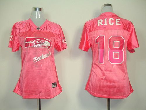 Seahawks #18 Sidney Rice Pink 2011 Women's Fem Fan NFL Jersey - Click Image to Close